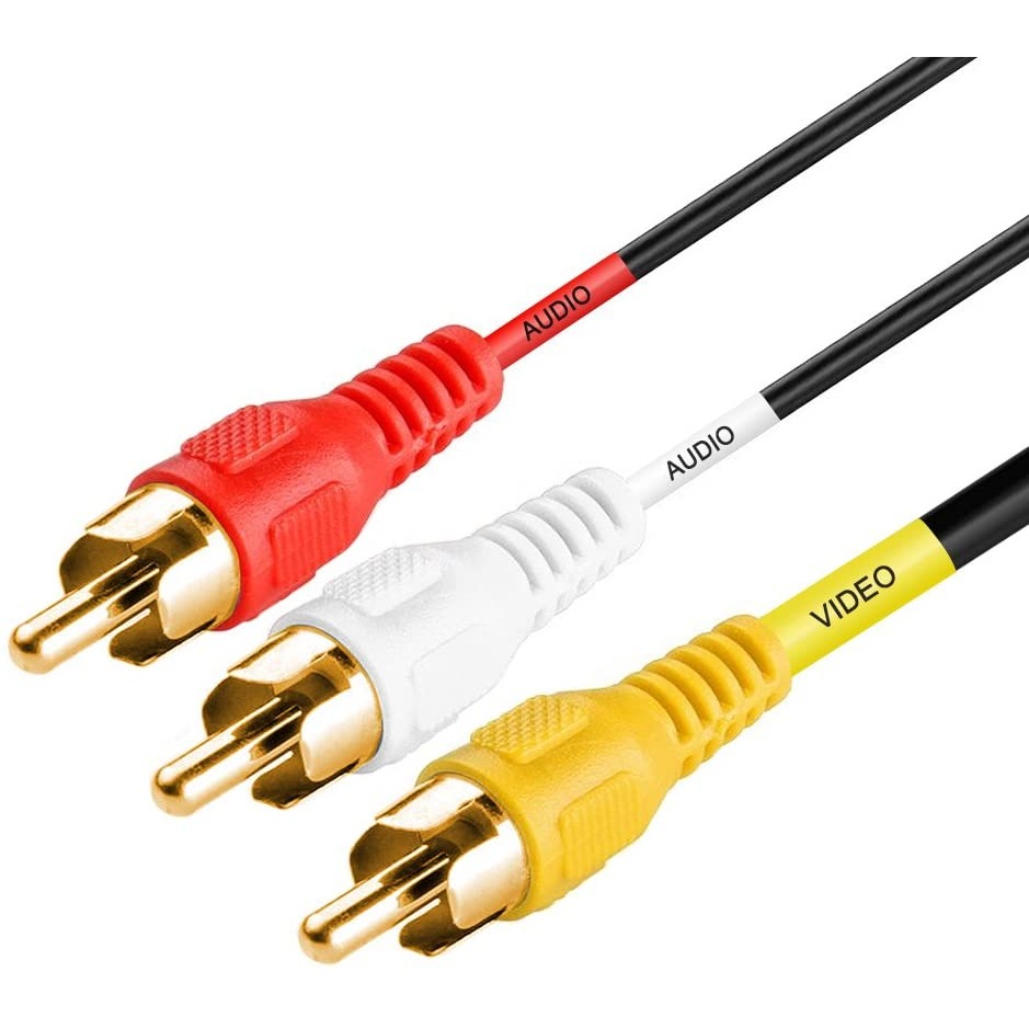 3-Male RCA to 3-Male RCA Composite Video Audio A/V AV Cable Gold Plated