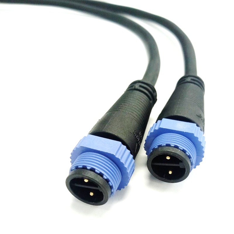 M14 2pin plug waterproof rubber cable with nut and silicon ring SR