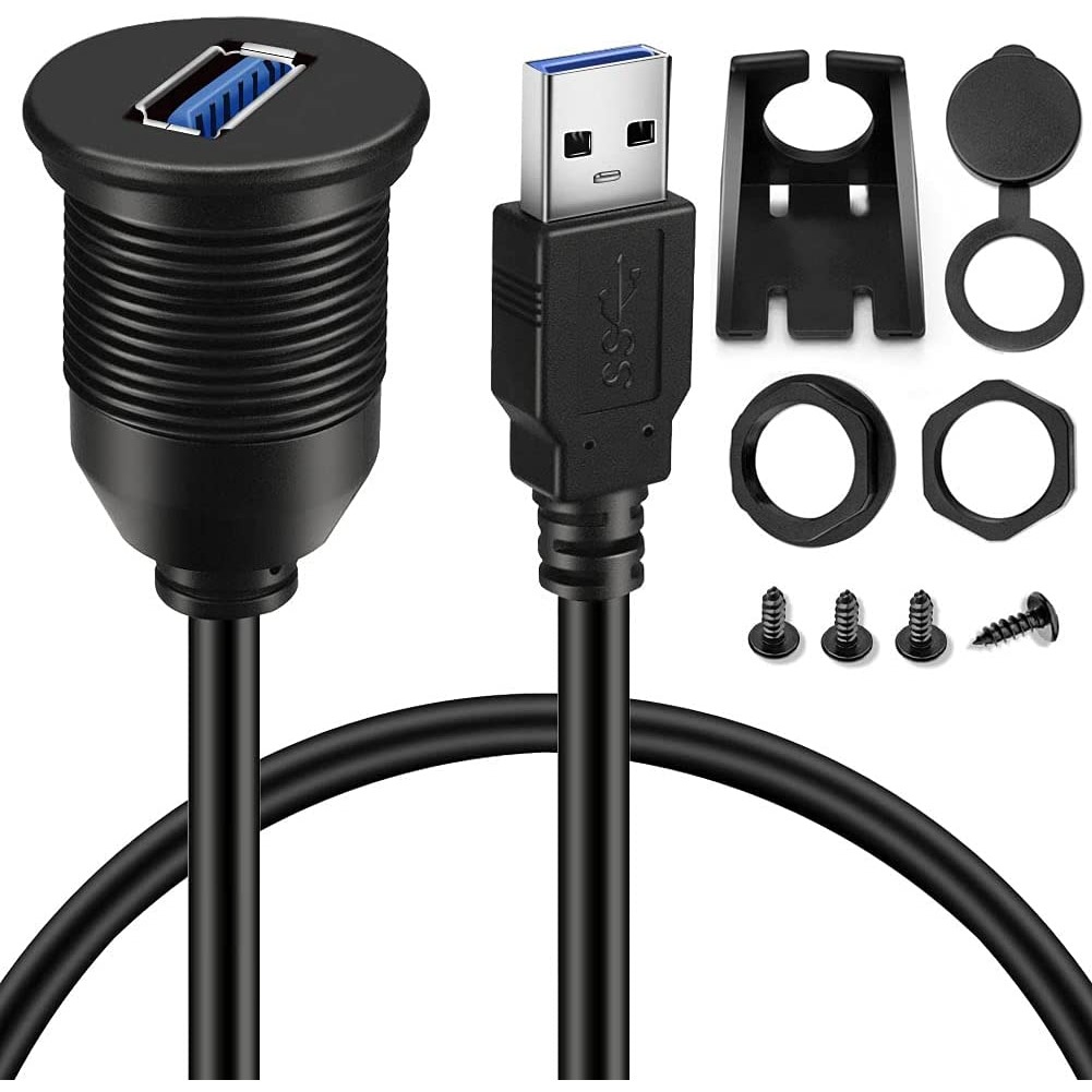 USB 3.0 Male to Female AUX Car Mount Flush Cable Waterproof Extension automotive